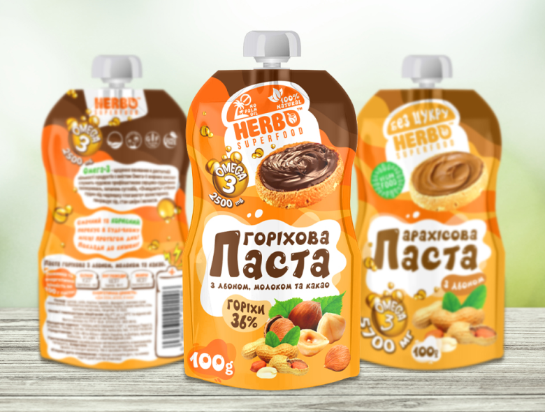 Упаковка ореховой пасты Herbo