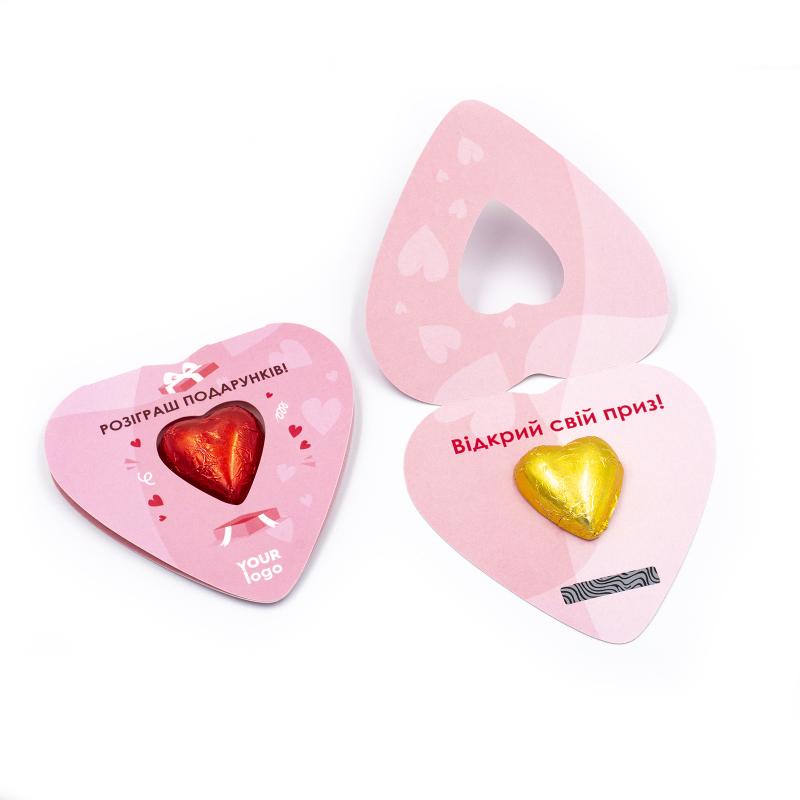 Открытка с логотипом 7.5 г Сердце со скретч нанесением