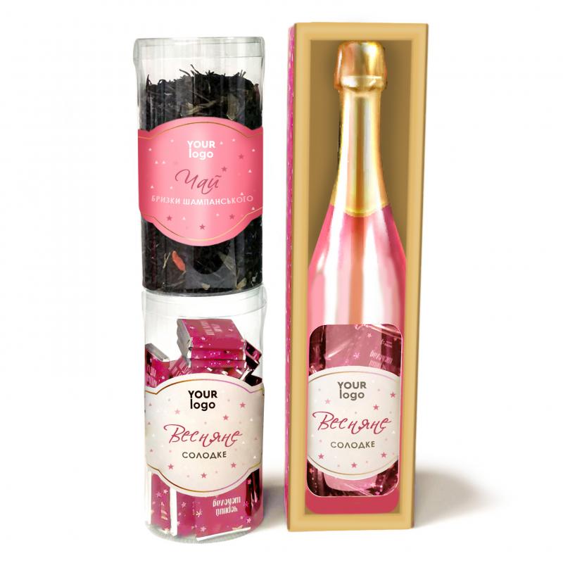 Шоколадный набор "Шампанское" с логотипом 300 г