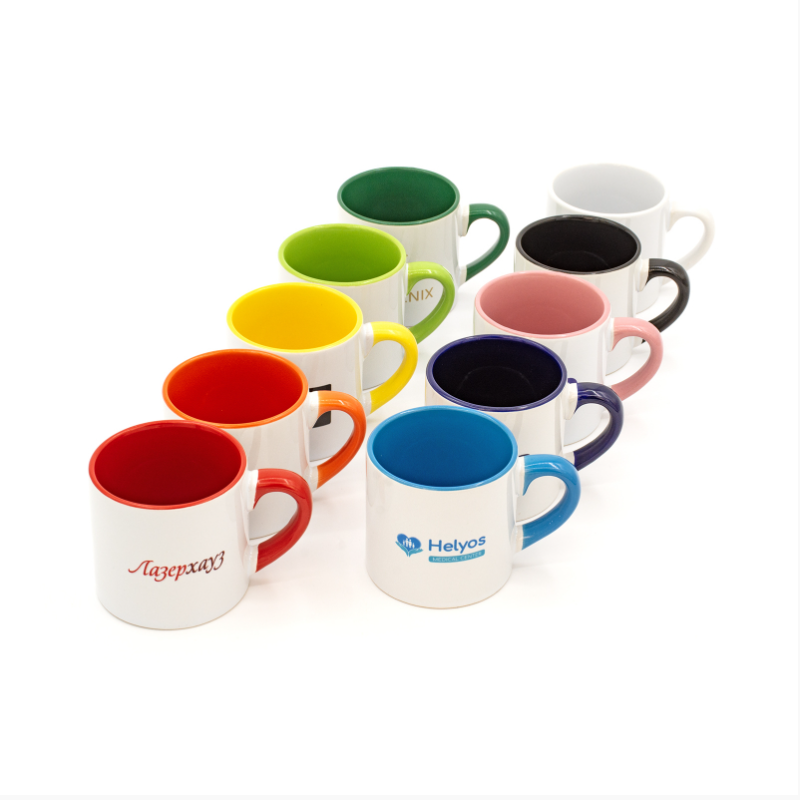Чашка кофейная с лого цветная внутри 180 мл