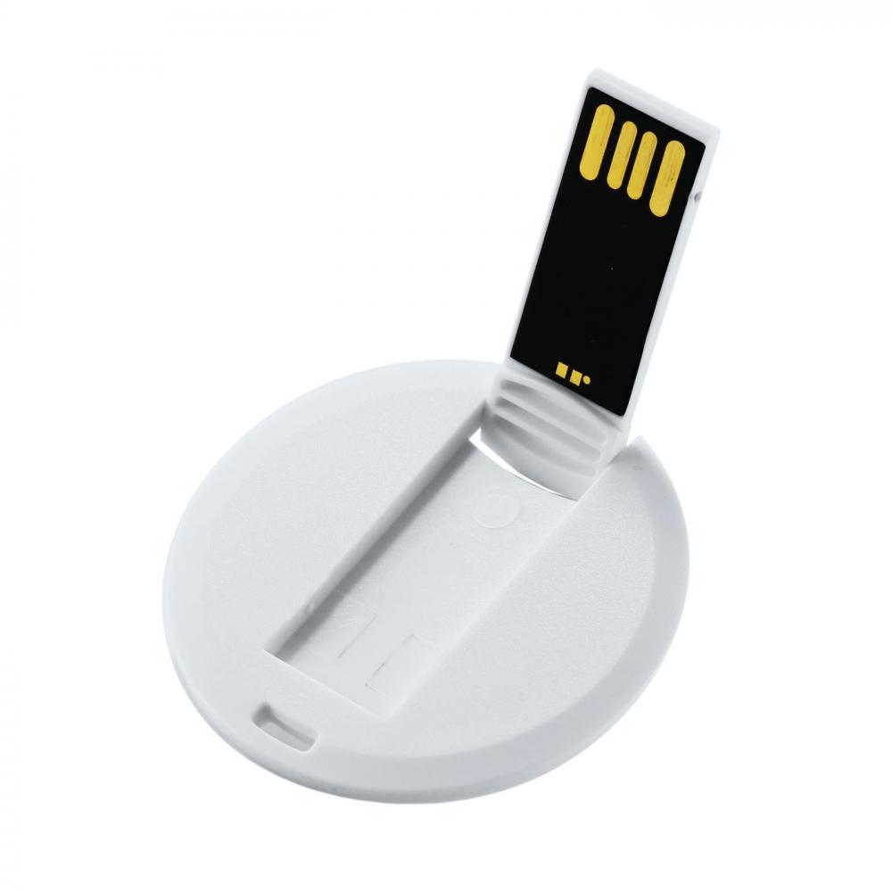Флешка круглая кредитная карта USB 2.0 белая 43 мм с логотипом 4 Gb