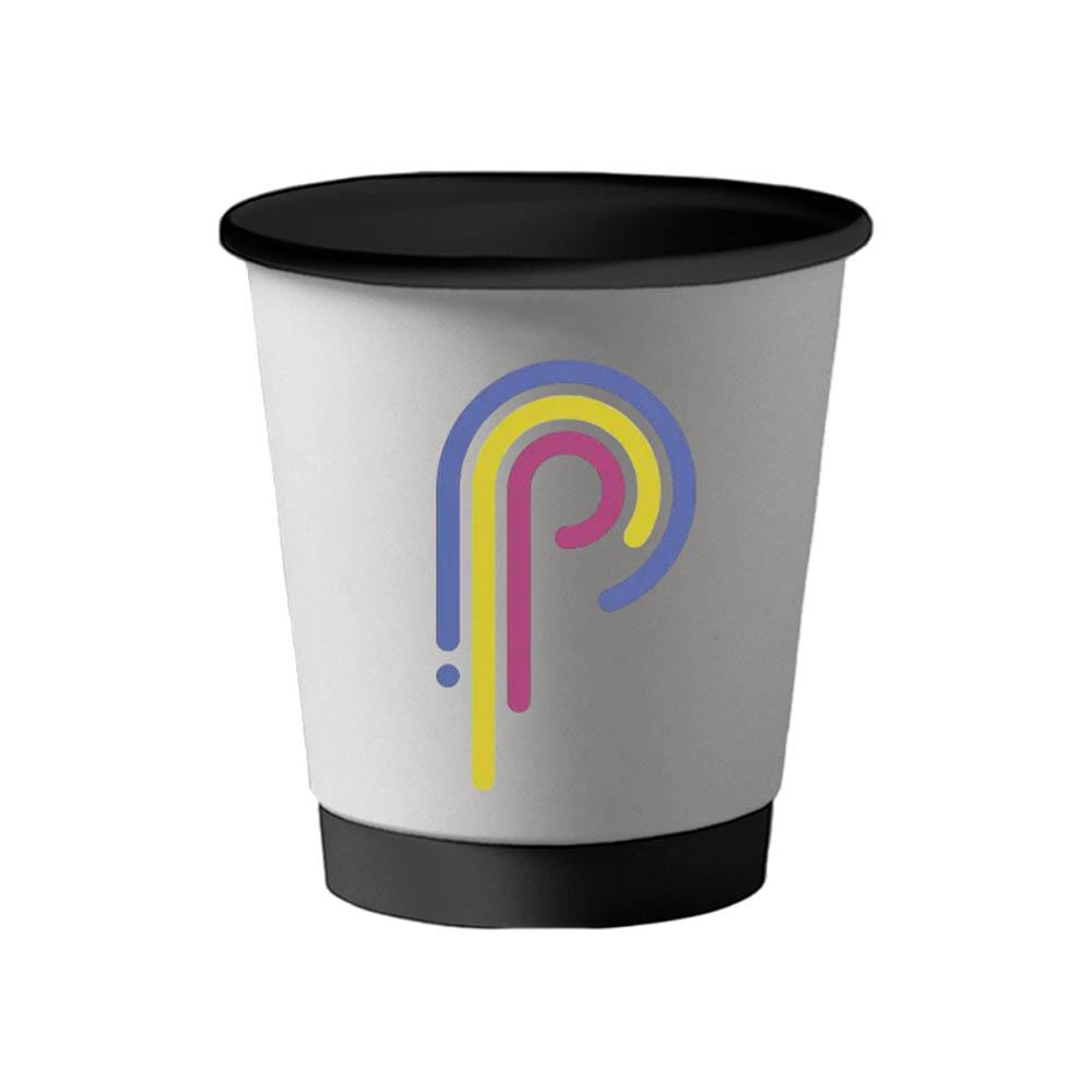 Бумажный стаканчик черный двухслойный 340 мл с лого