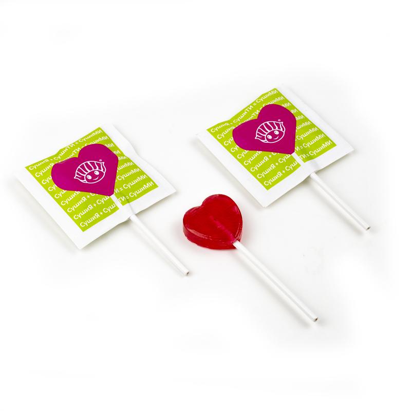 Леденец на палочке Heart с логотипом 8 г