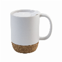 Керамическая термокружка KAROLINA со съемной пробковой подставкой и пластиковой крышкой с логотипом
