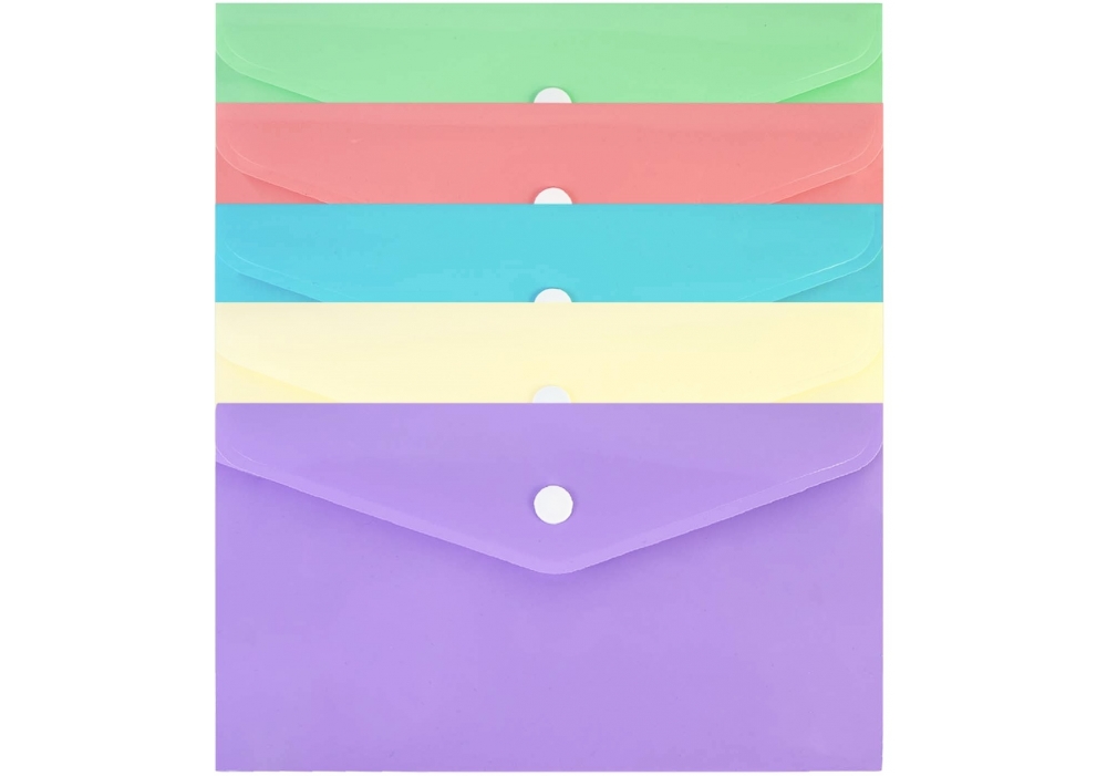 Евроконверт Е65 глянцевый пасталь на кнопке с печатью лого