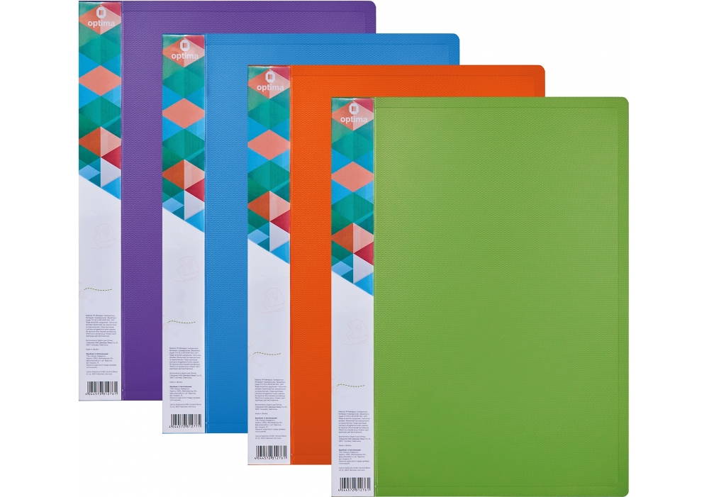 Папка пластиковая А4 Optima двухцветная с 20 файлами 18 мм с Вашим лого
